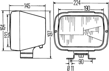 Hella Koplamp opbouw H4 190x132mm | 1AE 004 234-001