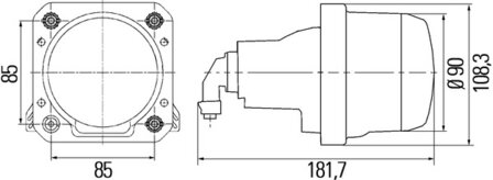 Hella Koplamp &Oslash;90mm incl 90mm m/H7 gl | 1AL 009 998-041