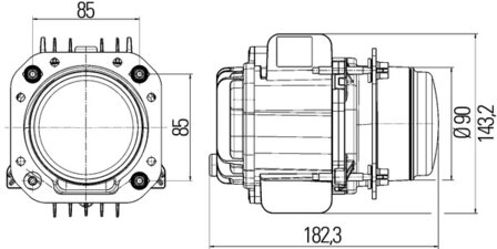 Hella Koplamp set &Oslash;90mm led 12V m/controle | 1BL 010 820-801