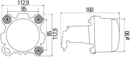 Hella Koplamp DE &Oslash; 90mm Met gloeilampen 12V H1 | 1BL 247 042-007