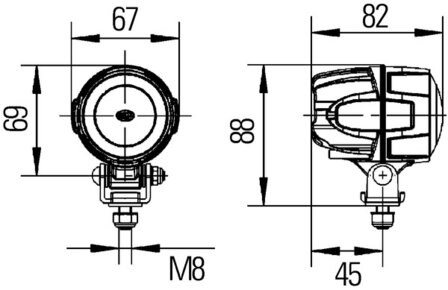 Hella Werklamp Modul 50 led 9-33V verreik staand | 1G0 995 050-021