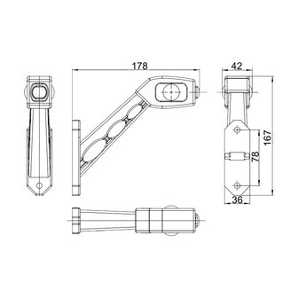 Horpol LED Stalk Marker Lamp 3-Functions + 0,5m cable Short Model Right