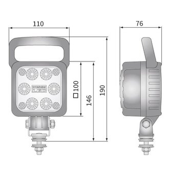 LED Work Light Flood Wit Handle 2500LM + Deutsch-DT