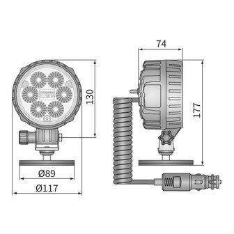 LED Work Light Flood 2500LM With Magnetic Holder and 8m Spiral Cable