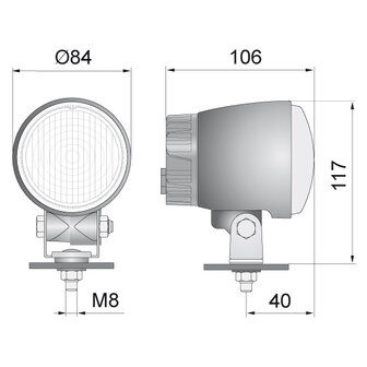 LED fog light with built-in AMP Faston connector