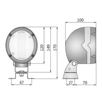 Work Light Halogen Round H3