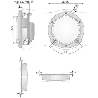 Rally Lamp Driving light With Frame &Oslash;122mm + Xenon Bulb