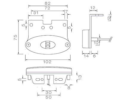 Asp&ouml;ck LED Marker Lamp Flatpoint II 12V + Mounting bracket