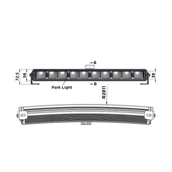 Boreman LED Lightbar Curved + Position Light White or Orange 44&quot;