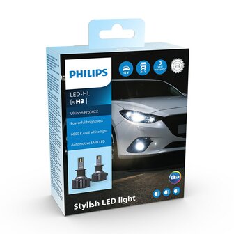 Philips H3 LED Headlight 12-24V Ultinon Pro3022 Set