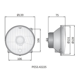 Koplamp H4 &Oslash;139x75 hole pattern 106x106