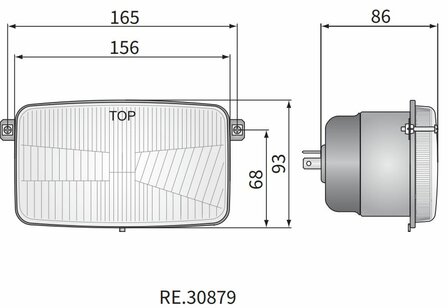 Built in Headlamp H4 156x93x79 2 bolt mounting