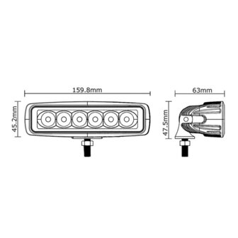 18W LED Work Light Rectangle Spot Basic