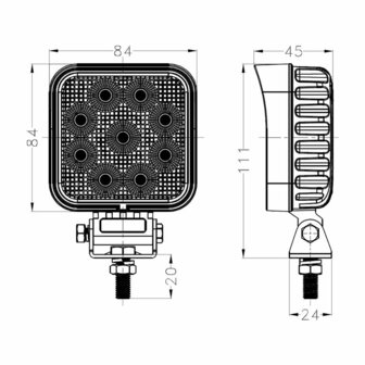 WERAM 27W LED Work Light Square Mini 2160LM