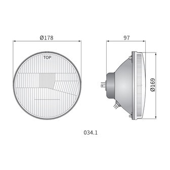 Headlight Built-in Round &Oslash;178mm / 7 Inch H4