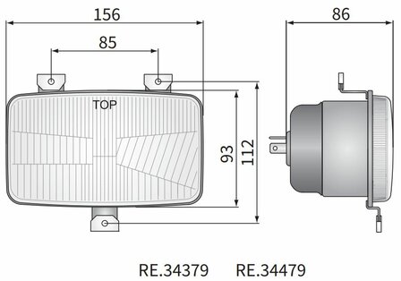 Headlamp H4 156x93x86 3-bolt mounting