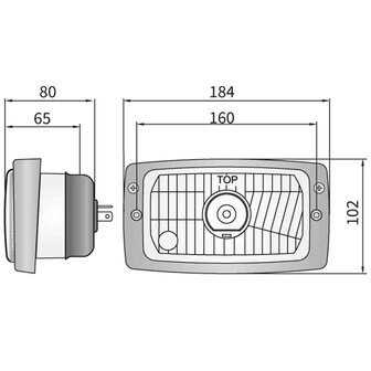 Headlamp H4 184x102x80 + Frame