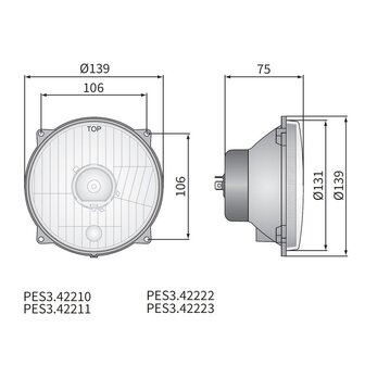 Headlamp H4 &Oslash;139x75 4-bolts mounting 12V