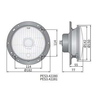 Headlamp H4 &Oslash;182x75 + 12V Bulbs en Mounting Plate