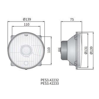 Headlamp H4 &Oslash;139x75 4-bolts mounting