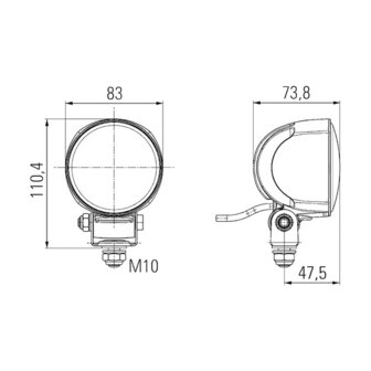 Hella LED Work Light M70 12/24V + Deutsch DT | 1G0 996 276-481