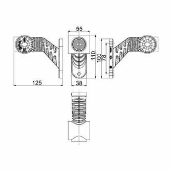 Horpol LED Stalk Marker Lamp 3-Functions + 0,5m Short Model Right Dark Look