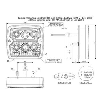 Horpol LED Front Lamp Square 12-24V LZD 3246 