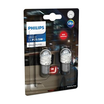 Philips LED Retrofit P21/5W Red BAY15d 12V 2 Pieces