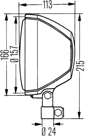 Hella Koplamp Opbouw 12/24V R2 Kunststof Behuizing Pijpbebevestiging | 1A5 003 178-401