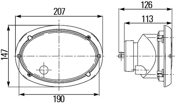 Hella Koplamp Oval 120 Inbouw Zonder Standlicht Met Gloeilampen H4 | 1AB 996 157-081