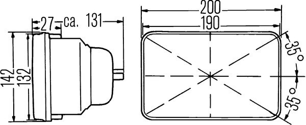 Hella Optiek universeel H4 190x132mm | 1AE 003 427-011