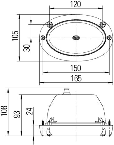 Hella Koplamp Oval 100 Inbouw ovale rand helder glas | 1BA 996 261-021