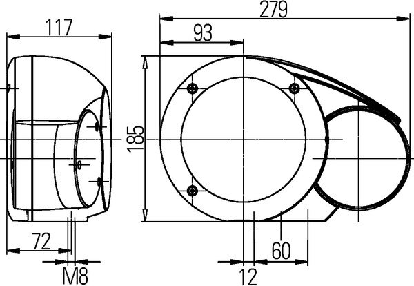 Hella Koplamp Combi 133 12V M8 rechts | 1E3 996 160-001