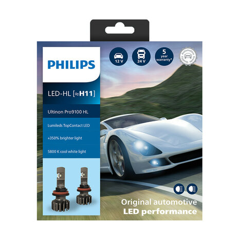 Philips H11 LED Headlight 12/24V 16W 2 Pieces