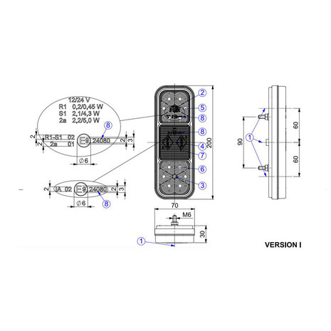 Horpol LED Taillight 3-functions + Reflector LZD 2831