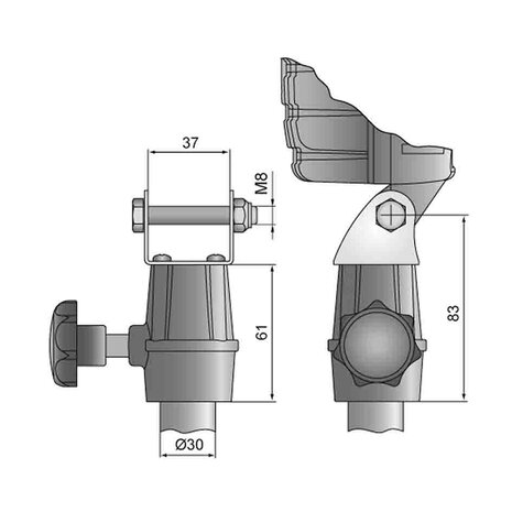 Bracket compatible with DIN14640 (for pipe Ø30)
