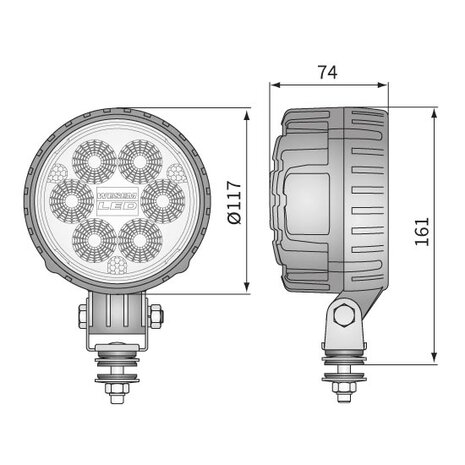 LED Work Light Round 2500LM + Deutsch DT