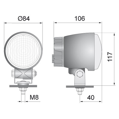 LED fog light with built-in AMP Faston connector