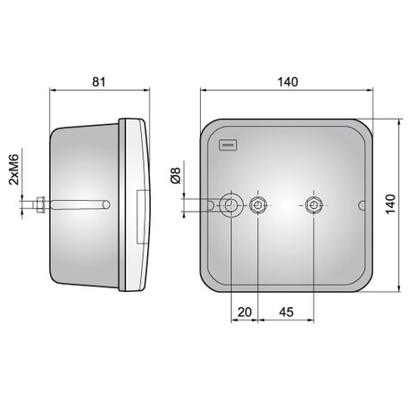 Multifunctional Rear Lamp Square 3-Functions