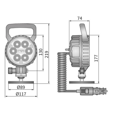 LED Work Light 2500LM With Magnetic Holder And 8M spiral cable