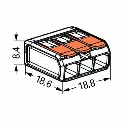 Wago 221-413 Connection Clamp 3-way 50 Pieces