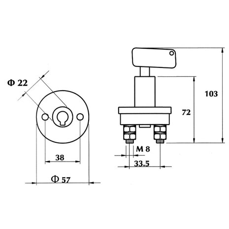 Switch For Battery Main Lead With Protective Cap 500A