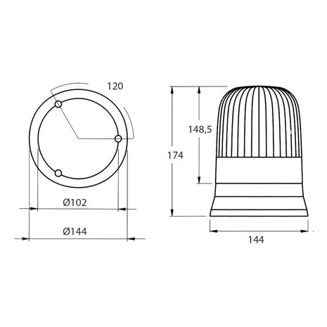 Rotating Beacon Flat Base Surface Mounting 24V