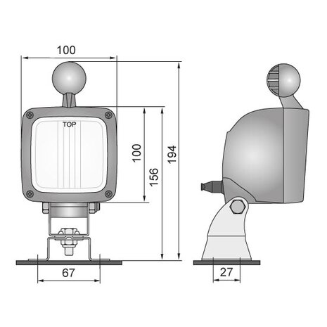 Halogen Work light LKR5-FF + AMP-Faston