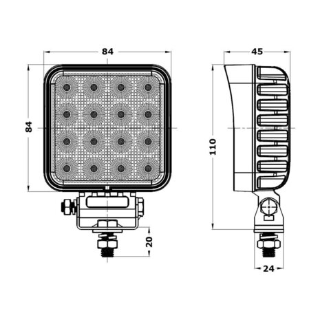 WERAM 48W LED Work Light Square Mini 3840LM