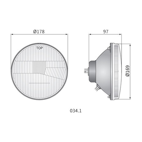 Headlight Built-in Round Ø178mm / 7 Inch H4