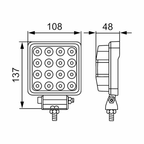 Hella S2500 LED Work Light 12/24V 2500LM 80CM Cable | 1GA 357 106-022