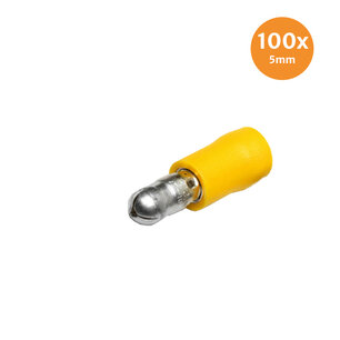 Pre-Insulated Male Bullets Yellow 5mm (4-6mm) 100 Pieces