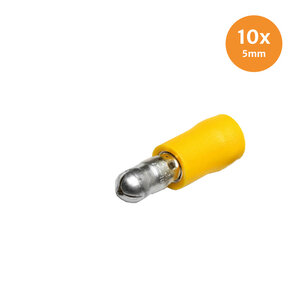 Pre-Insulated Male Bullets Yellow 5mm (4-6mm) 10 Pieces