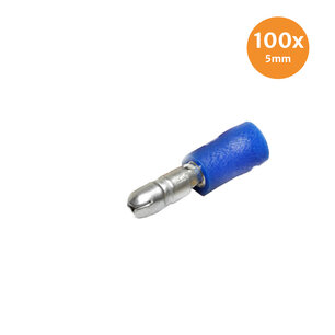 Pre-Insulated Male Bullets Blue 5mm (1,5-2,5mm) 100 Pieces